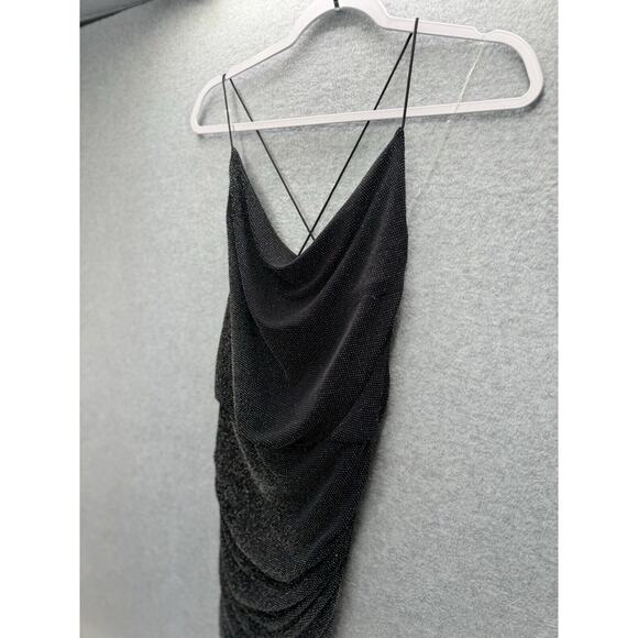 NWT Almost Famous XS Sparkle Ruched Spaghetti Straps Black mini Dress HOCO - Picture 5 of 10
